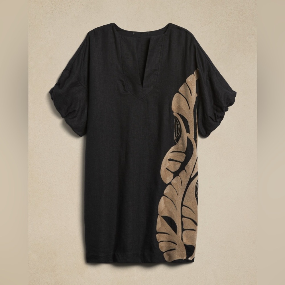 Banana Republic Black and Gold Mini Dress - Picture 2 of 11
